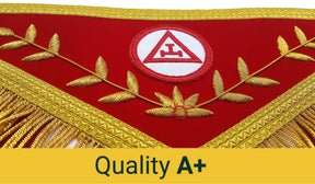 Royal Arch Chapter Apron - Red Triple Tau Insignia with Gold Fringe - Bricks Masons