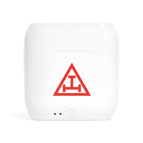 Royal Arch Chapter Earbud - White with Red Triple Tau - Bricks Masons