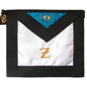 4th Degree Scottish Rite Apron - White, Blue Satin Gold Embroidery