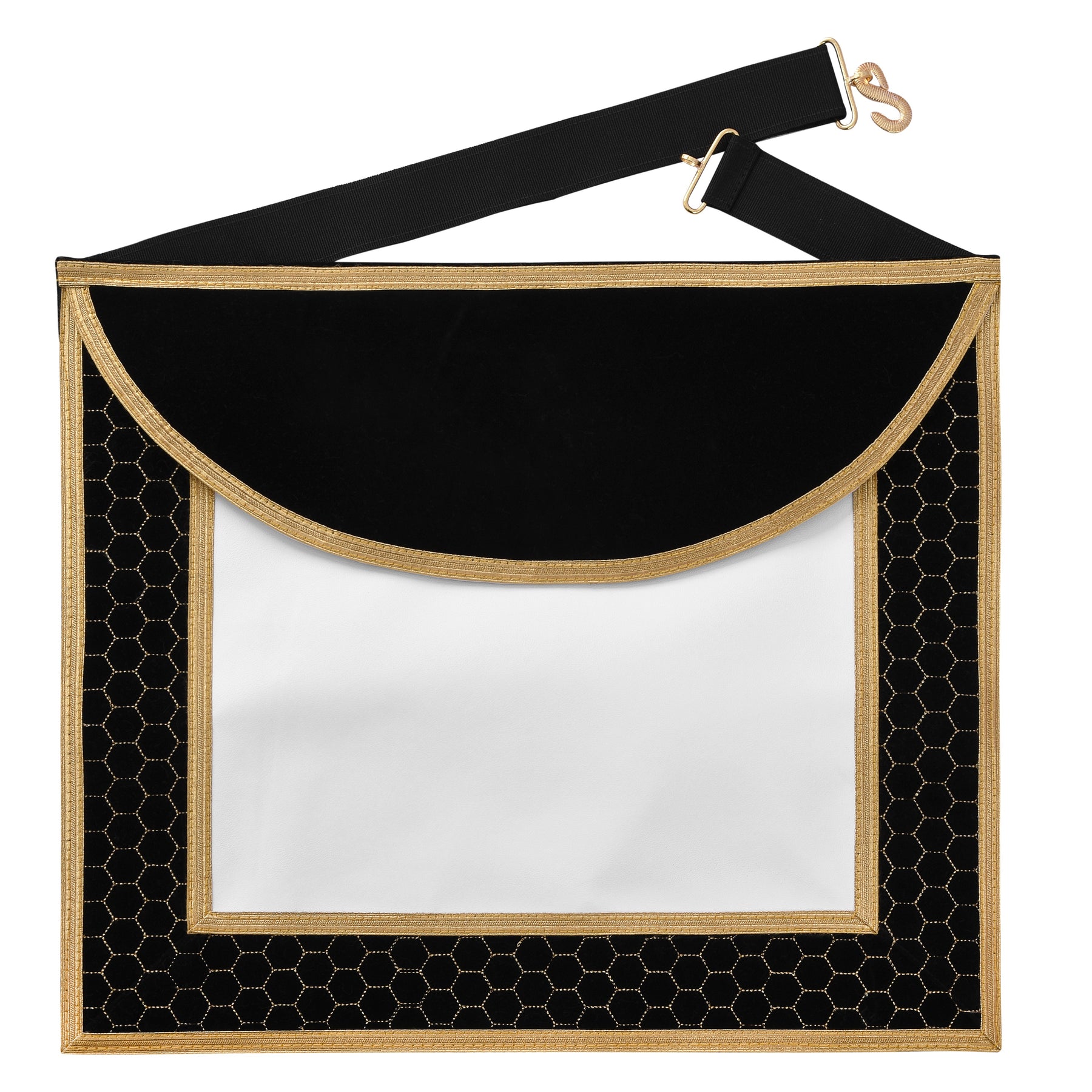 Scottish Rite Apron - Black Velvet With Gold Machine Embroidery - Bricks Masons