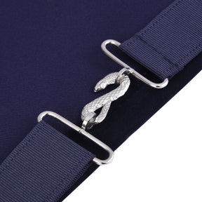 Secretary Blue Lodge Officer Apron - Kenton Lodge Navy Velvet With Silver Embroidery Thread - Bricks Masons
