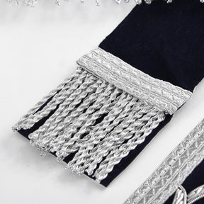 Senior Deacon Blue Lodge California Officer Apron - Dark Blue With Silver Hand Embroidery Bullion - Bricks Masons