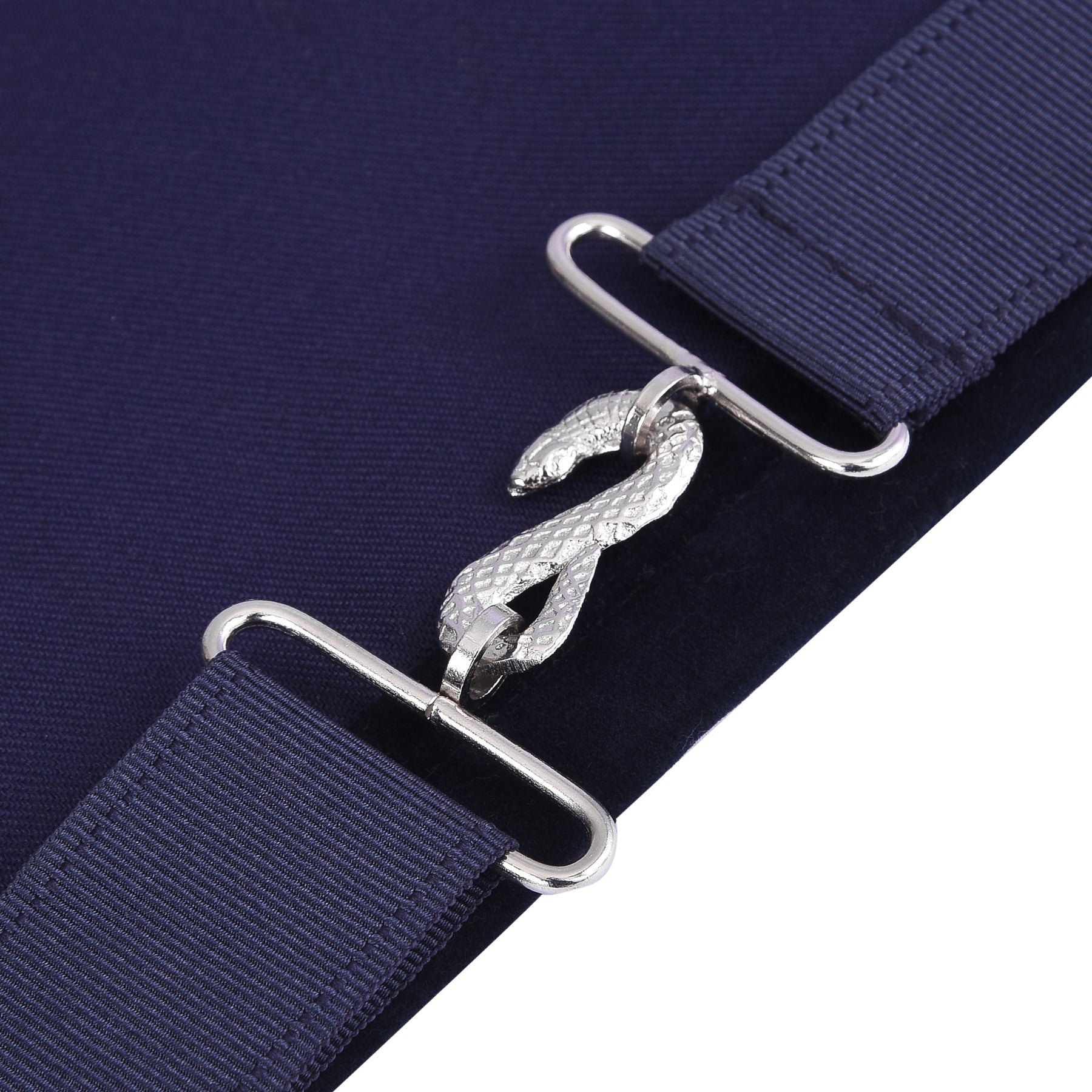 Senior Steward Blue Lodge Officer Apron - Kenton Lodge Navy Velvet With Silver Embroidery Thread - Bricks Masons