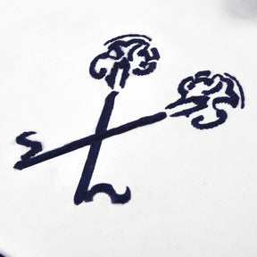 Treasurer Blue Lodge Officer Apron - Kenton Lodge Navy Velvet With Silver Embroidery Thread - Bricks Masons