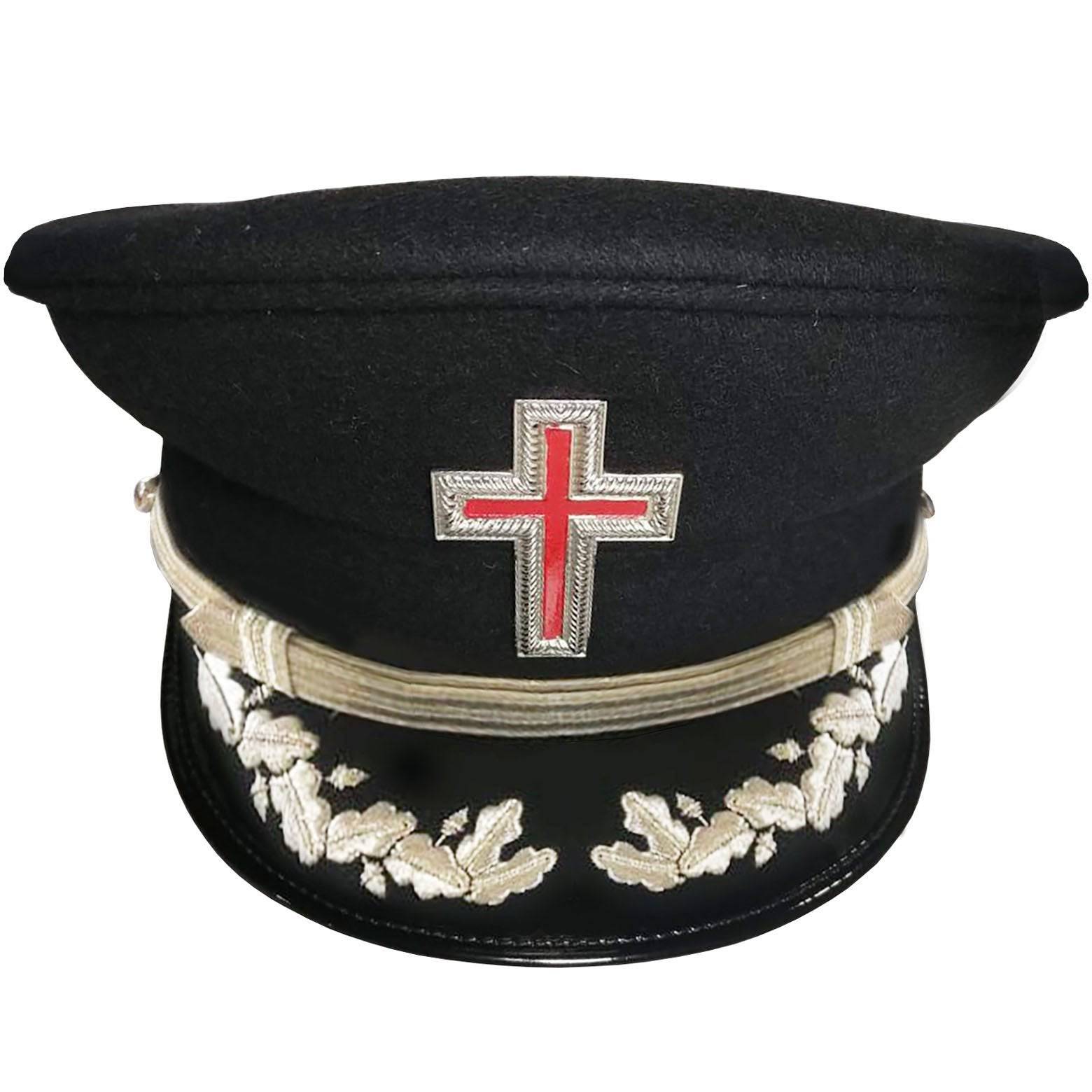 Sir Knight Knights Templar Commandery Fatigue Cap - Silver Vinework