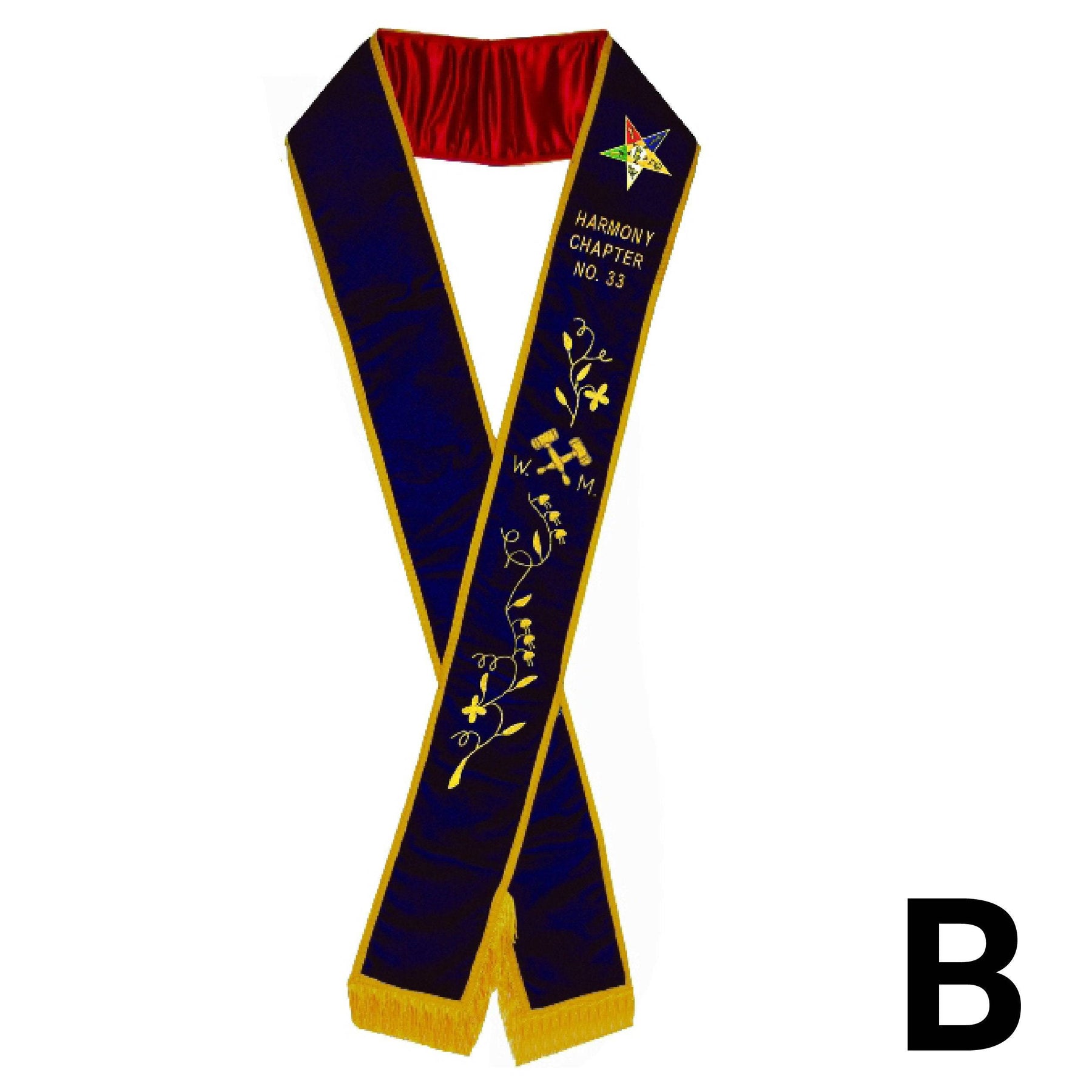Worthy Matron OES Sash - Purple Velvet - Bricks Masons