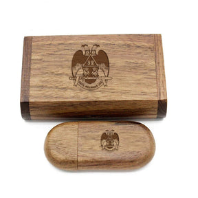 32nd Degree Scottish Rite USB Flash Drives - Wings Down Various Wood Colors - Bricks Masons