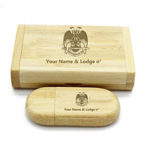 32nd Degree Scottish Rite USB Flash Drives - Wings Down Various Wood Colors - Bricks Masons