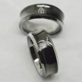 Shriners Ring - Black Concave Tungsten - Bricks Masons