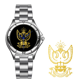 33rd Degree Scottish Rite Wristwatch - Wings Up Stainless Steel - Bricks Masons