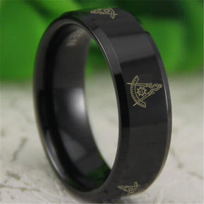 Past Master Blue Lodge California Regulation Ring - Reverse Comfort Fit Tungsten - Bricks Masons