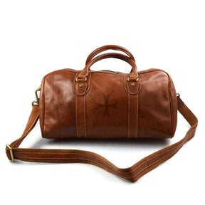 Order Of Malta Travel Bag - Genuine Matte Brown Leather - Bricks Masons