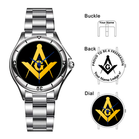 Master Mason Blue Lodge Wristwatch - Stainless Steel - Bricks Masons