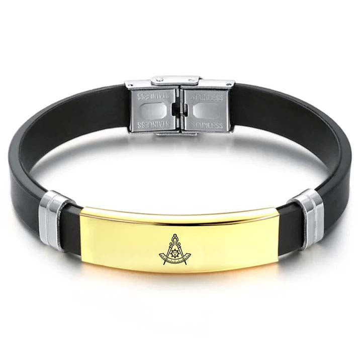 Past Master Blue Lodge California Regulation Bracelet - Steel & Leather - Bricks Masons