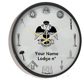 33rd Degree Scottish Rite Clock - Wings Down Frame with LED - Bricks Masons