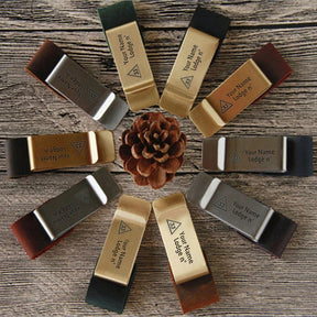 33rd Degree Scottish Rite Pen Holder - Leather Brass - Bricks Masons