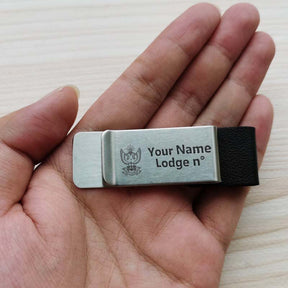 33rd Degree Scottish Rite Pen Holder - Wings Up Black & Brown Leather - Bricks Masons