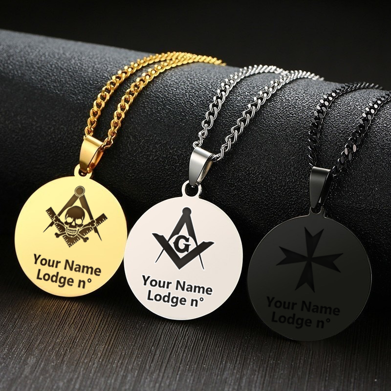 Master Mason Blue Lodge Necklace - Various Stainless Steel Colors - Bricks Masons