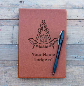 Past Master Blue Lodge California Regulation Journal - Brown Faux Leather - Bricks Masons