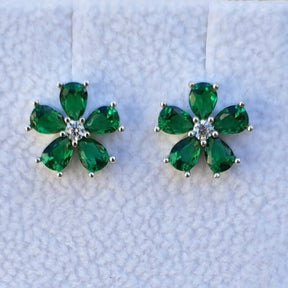 Masonic Earring – Forget Me Not 925K Silver With Green Stones - Bricks Masons