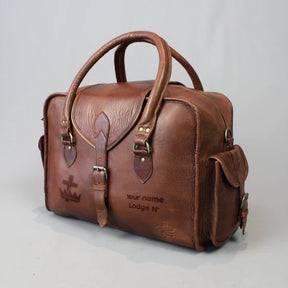 Knights Templar Travel Bag - Vintage Brown Leather - Bricks Masons