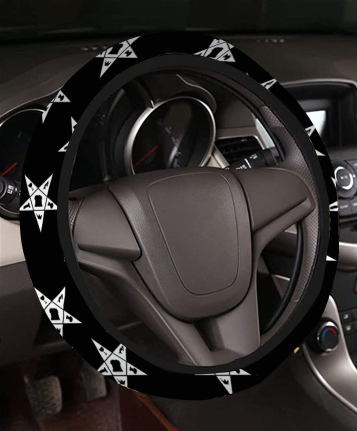 OES Steering Wheel Cover - White & Gold - Bricks Masons