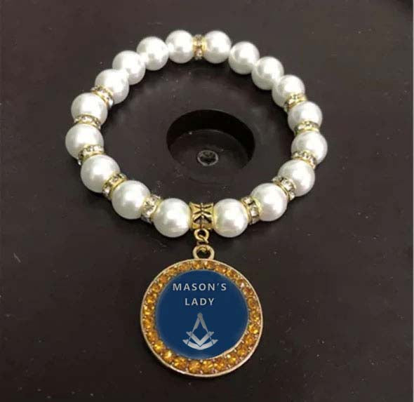 Past Master Blue Lodge Bracelet - Gold and White - Bricks Masons