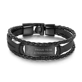 Past Master Blue Lodge California Regulation Bracelet - Black & Brown - Bricks Masons