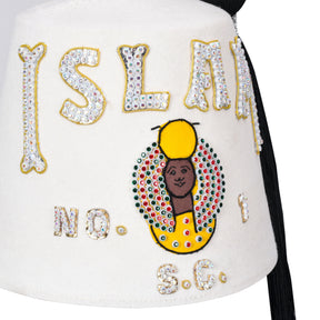 DOI PHA Fez Hat - White With Rhinestones (row options) - Bricks Masons