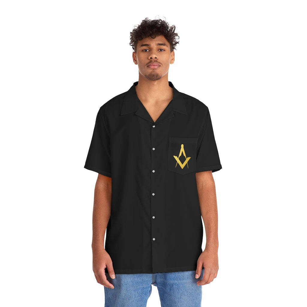 Master Mason Blue Lodge T-Shirt - Black with Golden Embroidery - Bricks Masons