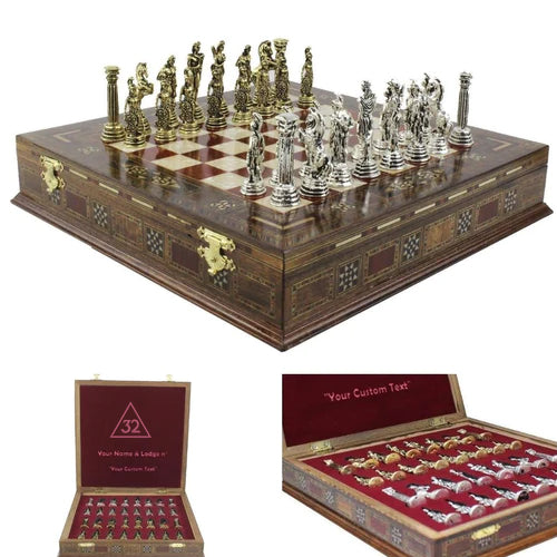 32nd Degree Scottish Rite Chess Set - Hand Workmanship Patterns - Bricks Masons