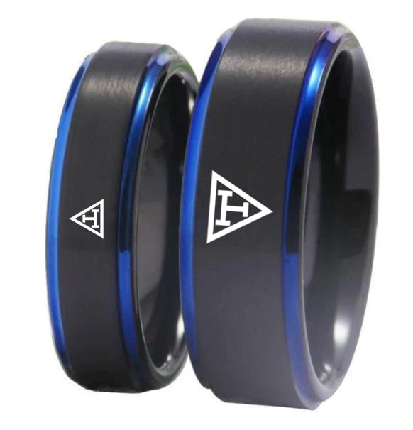 Royal Arch Chapter Ring - Black Blue Tungsten - Bricks Masons