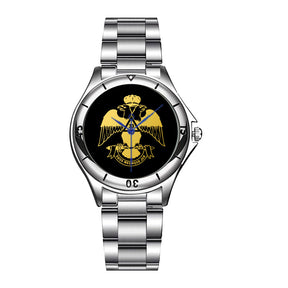 33rd Degree Scottish Rite Wristwatch - Wings Down Stainless Steel - Bricks Masons