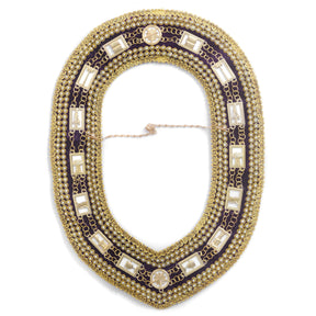 OES Chain Collar - Purple Backing With Gold Rhinestones - Bricks Masons