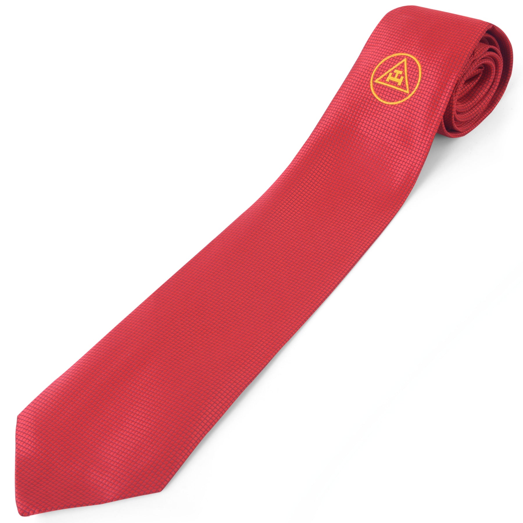 Royal Arch Chapter Necktie - Red With Gold Embroidery Emblem - Bricks Masons