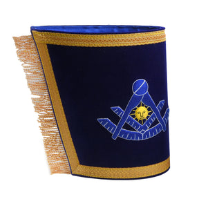 Past Master Blue Lodge California Regulation Cuff - Blue Hand Embroidery With Gold Fringe - Bricks Masons