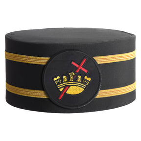 Knights Templar Commandery Crown Cap - Black With Double Braid - Bricks Masons