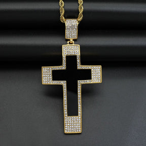 Knights Templar Commandery Necklace - Iced Out Bold Cross Pendant - Bricks Masons