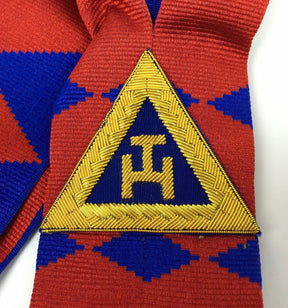 Supreme Grand English Royal Arch Sash - Gold Bullion Hand Embroidered Triple Tau - Bricks Masons