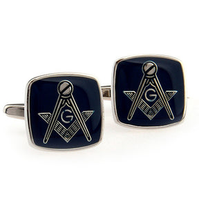 Master Mason Blue Lodge Cufflink - Various Colors Square & Compass G - Bricks Masons