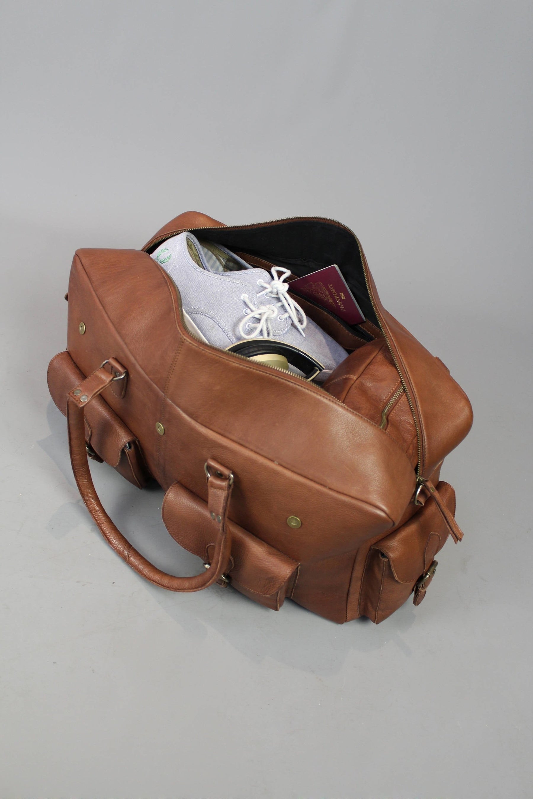 Knights Templar Travel Bag - Conker Brown Leather - Bricks Masons