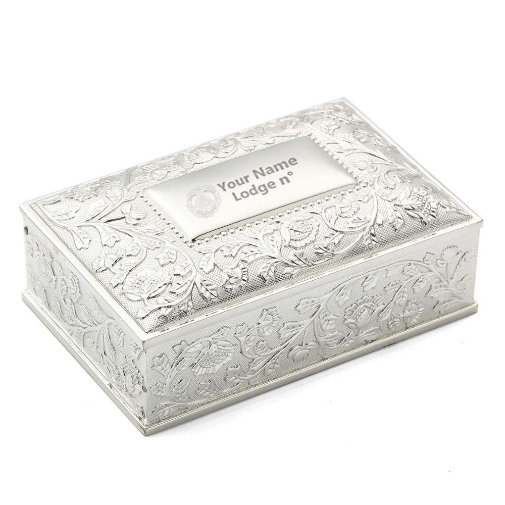 Grand Master Blue Lodge Jewelry Box - Black Velvet Lining - Bricks Masons