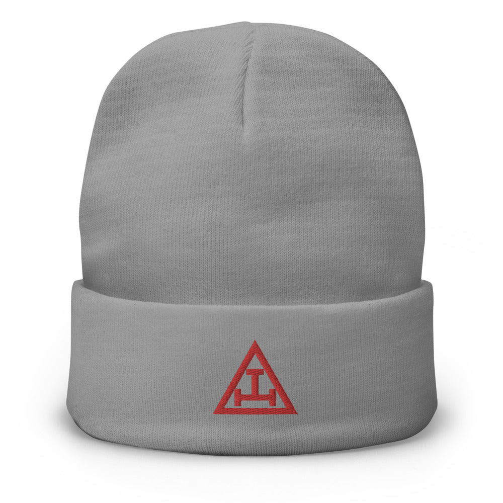 Royal Arch Chapter Beanie - Red Tripe Tau Embroidery - Bricks Masons