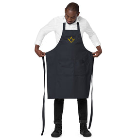 Master Mason Bllue Lodge Kitchen Apron - Fork Square and Compass Embroidery - Bricks Masons