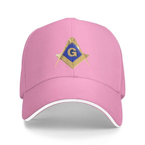 Master Mason Blue Lodge Baseball Cap - Golden Square & Compass G Adjustable Baseball Cap [Multiple Colors] - Bricks Masons