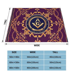 Master Mason Blue Lodge Blanket - Ultra-Soft Fleece - Bricks Masons