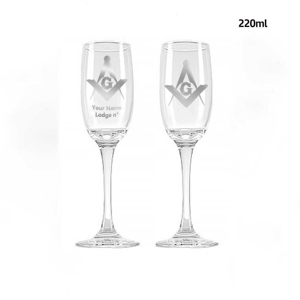 Master Mason Blue Lodge Champagne Flute - 2 Pieces Set - Bricks Masons