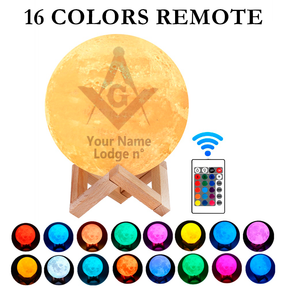 Master Mason Blue Lodge Lamp - 3D Moon Various Colors - Bricks Masons