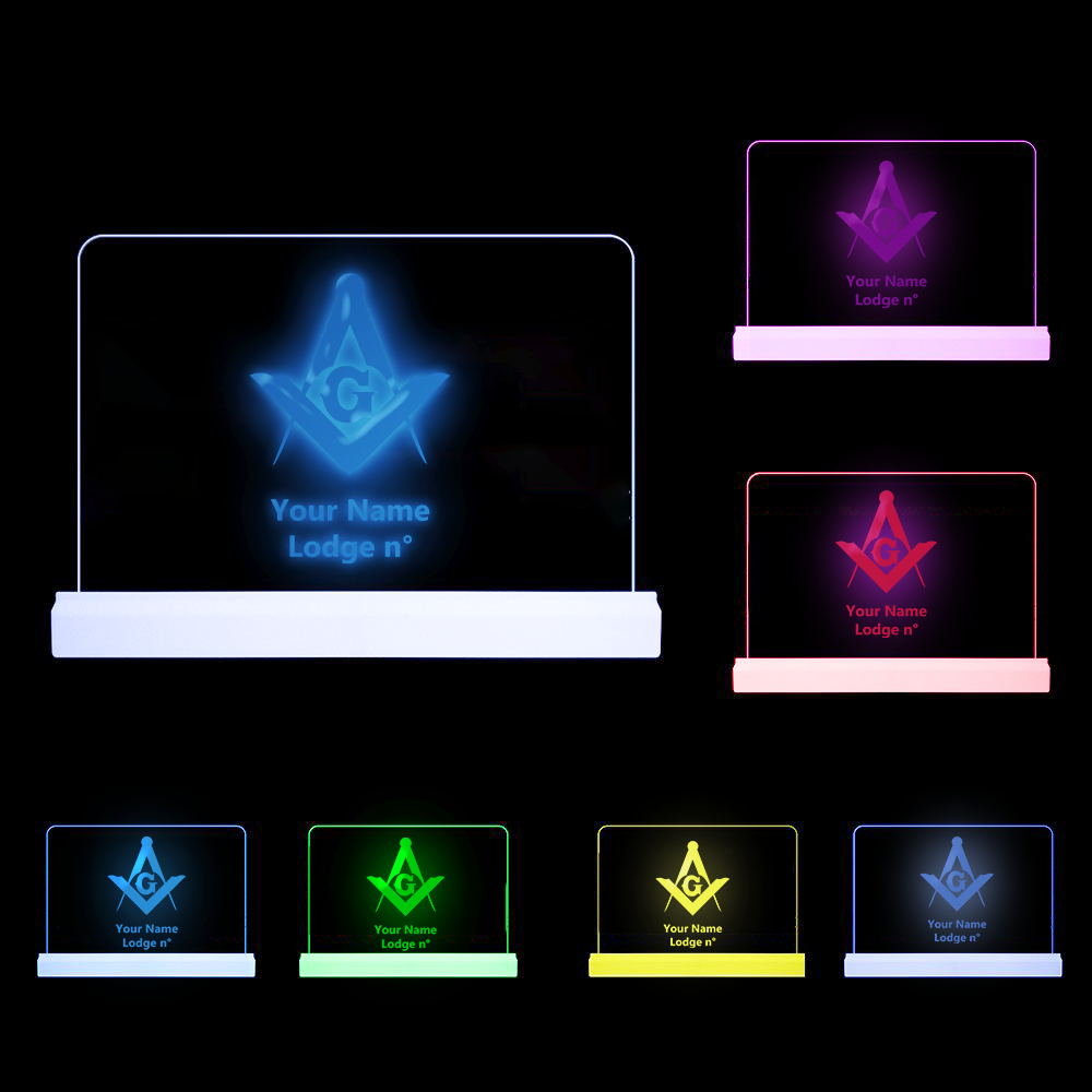 Master Mason Blue Lodge LED Sign - 3D Glowing light - Bricks Masons