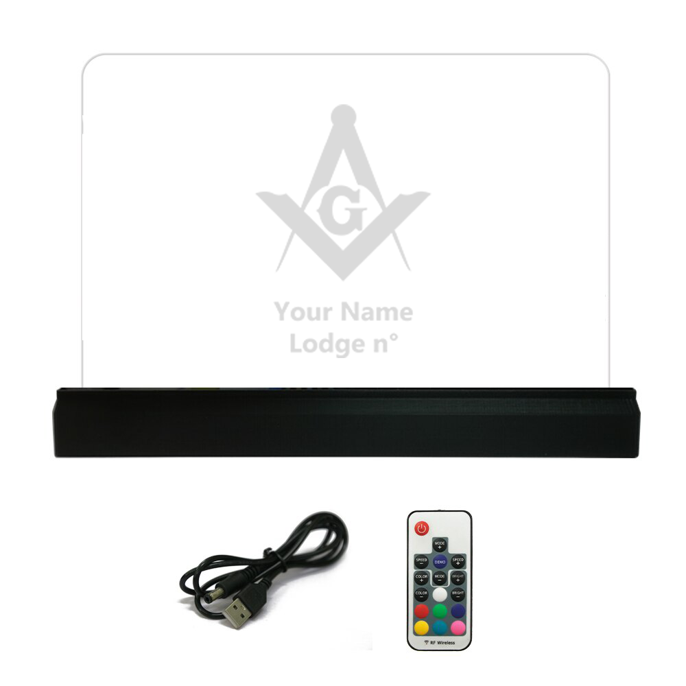 Master Mason Blue Lodge LED Sign - 3D Glowing light - Bricks Masons